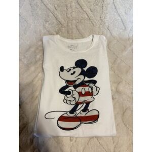Disney Mickey Mouse T-Shirt Tee Patriotic USA Flag White Cotton 3XL July 4